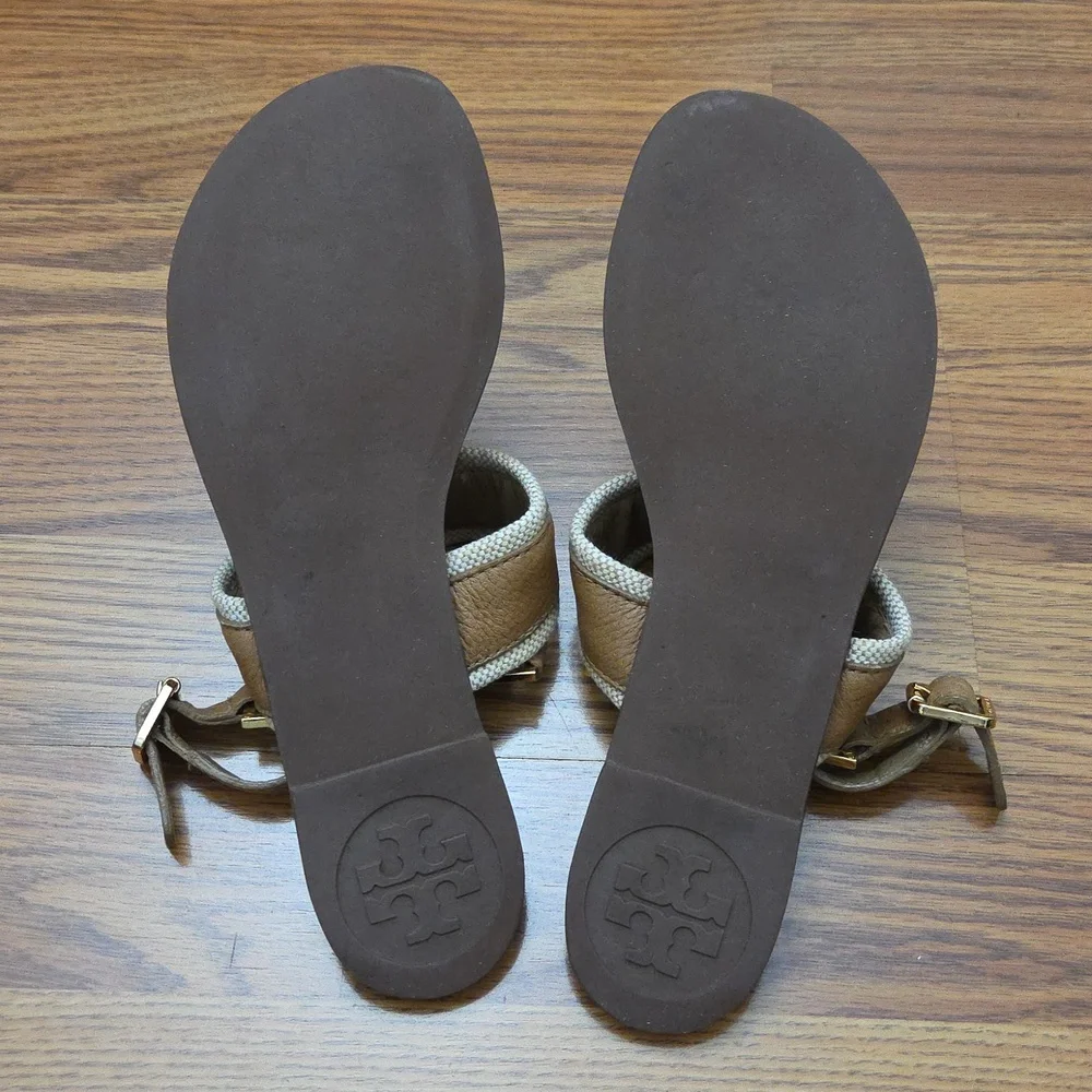 Tory Burch Capri Leather T-Strap Thong Sandals Women's/ 8